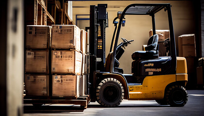 Image of a forklift lifting a stack of boxes generated by AI