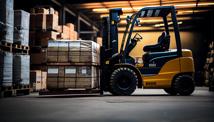 Image of a forklift lifting a stack of boxes generated by AI