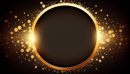 A golden bokeh frame with circular and hexagonal-shaped lights that create an elegant and inviting atmosphere. The blank center allows for customization and makes it perfect for graphic design - obrazy, fototapety, plakaty