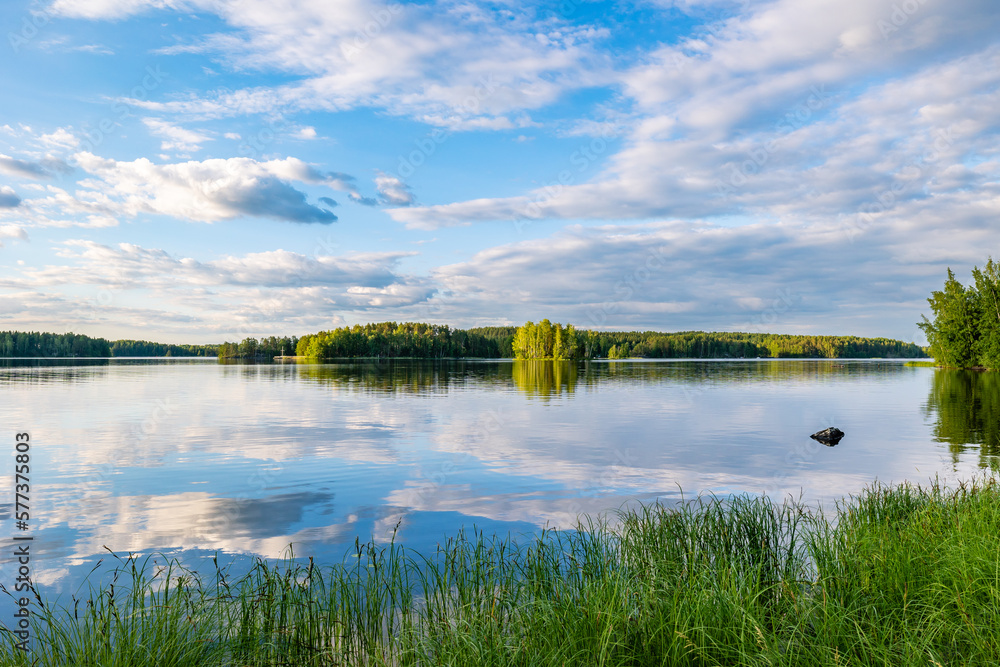 Wall mural landscape with lake and sky