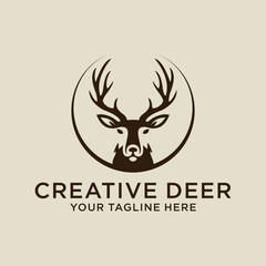 deer logo design template, deer logo illustration, deer shield silhouette deer vector