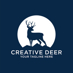 deer logo design template, deer logo illustration, deer shield silhouette deer vector