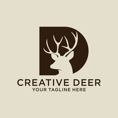 deer logo design template, deer logo illustration, deer shield silhouette deer vector