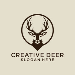 deer logo design template, deer logo illustration, deer shield silhouette deer vector