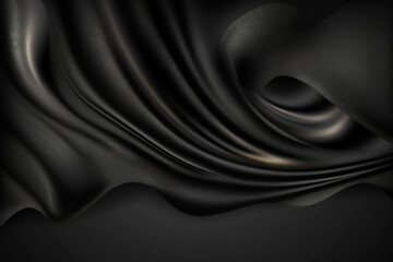 Black luxury fabric background with copy space,  Generative AI