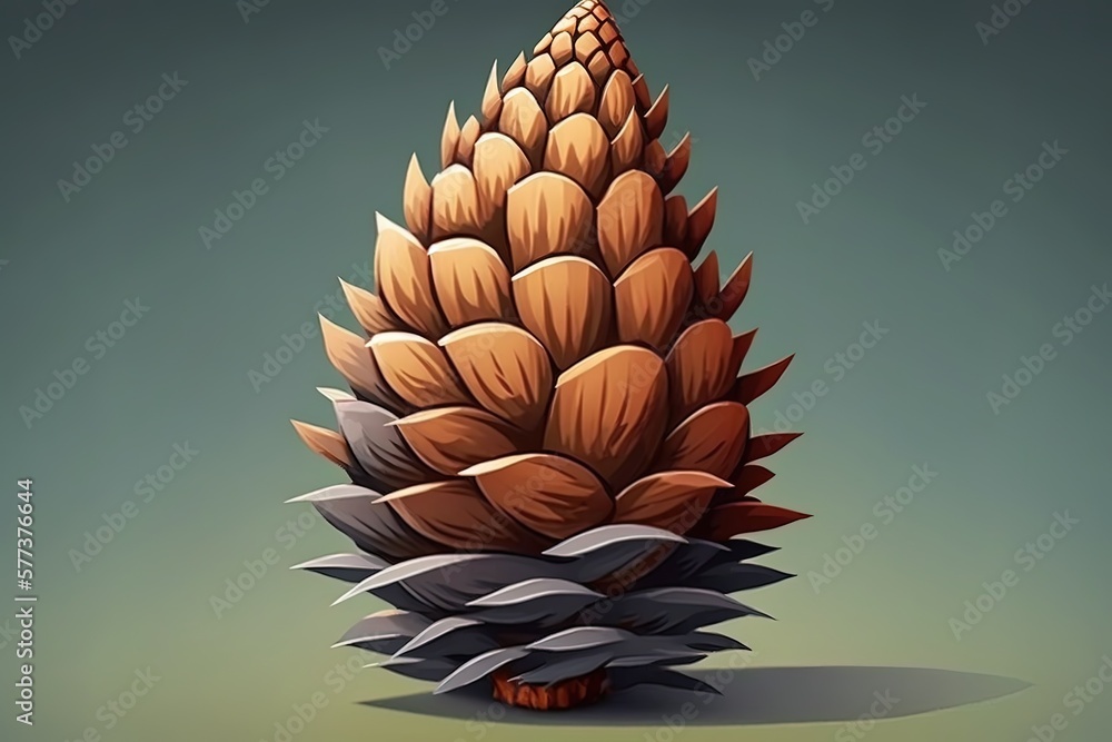 Poster huge cedar cone on a gray backdrop with copy space generative ai