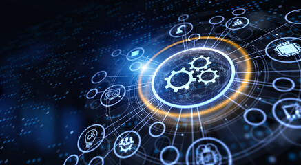 Gears cogwheels icon automation innovation technology concept.