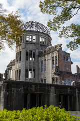 日本　広島県広島市にある広島平和記念碑の原爆ドーム