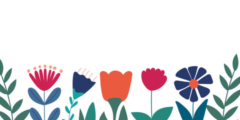 flowers template flat style white background isolated vector