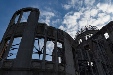 日本　広島県広島市にある広島平和記念碑の原爆ドーム