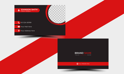 Modern business card template design in black and red color 