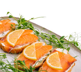 Bruschettas with salmon and cream cheese