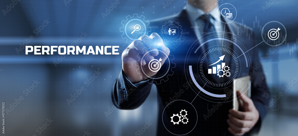 Poster performance indicator business finance concept on virtual screen.