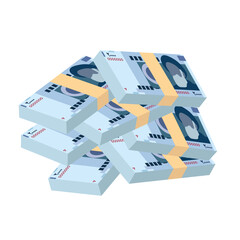 Iranian Rial Vector Illustration. Iran, Afghanistan, Hajj, Syria money set bundle banknotes. Paper money 20000 IRR. Flat style. Isolated on white background. Simple minimal design.