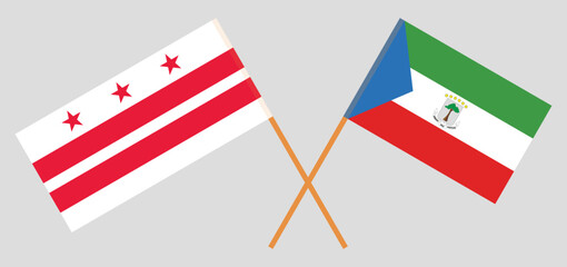 Crossed flags of the District of Columbia and Equatorial Guinea. Official colors. Correct proportion