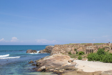 Beautiful view of the tropical beach of Sri Lanka on a sunny day