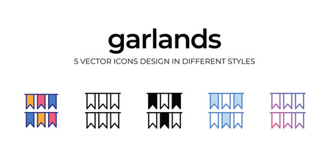 Obraz premium garlands Icon Design in Five style with Editable Stroke. Line, Solid, Flat Line, Duo Tone Color, and Color Gradient Line. Suitable for Web Page, Mobile App, UI, UX and GUI design.