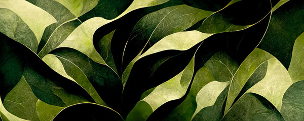 Naklejka na ściany i meble Abstract leaves, nature background, generative ai