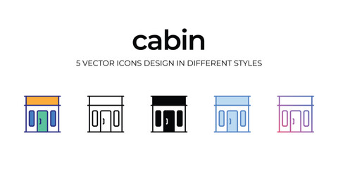 cabin Icon Design in Five style with Editable Stroke. Line, Solid, Flat Line, Duo Tone Color, and Color Gradient Line. Suitable for Web Page, Mobile App, UI, UX and GUI design.