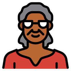 old woman line filled icon