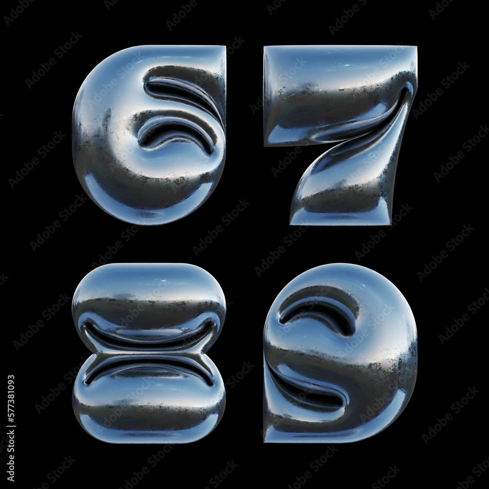 Poster 3d rendered set of letters made of metallic foil with bold inflated shape.