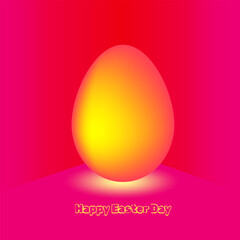 Pink card with blue easter egg - happy easter day.