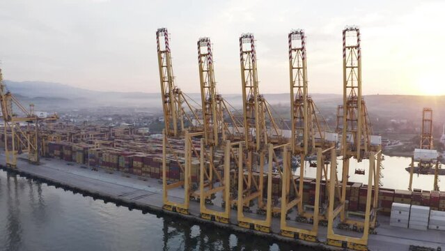 Aerial view of Tekirdag Harbour. 4K Footage in Turkey