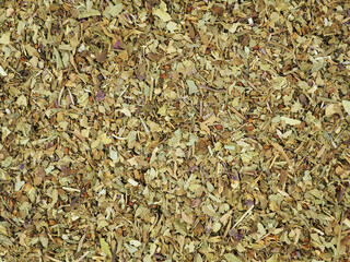 Dry organic Basil Leaves as background or texture.