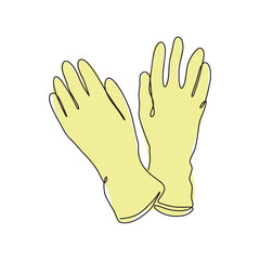 Gloves in one line. Latex gloves as a symbol of protection against viruses and bacteria. A precautionary measure icon. Vector