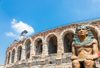 Verona, Italy - preparing the stage for the thetre performance in the famous Arena di Verona