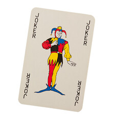 Classic vintage Joker playing card - obrazy, fototapety, plakaty