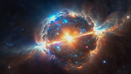 The Phenomenon of Supernova Explosion in Space, An Astronomical Discovery, Generative AI - obrazy, fototapety, plakaty