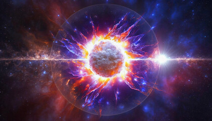 The Explosive Power of a Supernova in Space with stars and galaxies, Generative AI - obrazy, fototapety, plakaty