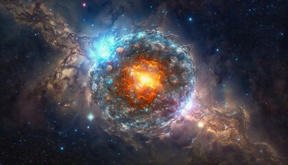 Obraz na płótnie Canvas The Dazzling Energy of a Supernova Explosion in Space, Generative AI