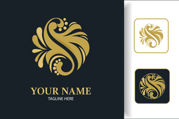 Golden mandala logo, abstract emblem logo. template, illustration. Can be used for jewellery, beauty and fashion industry. Great for logo, monogram, invitation, menu, background, or any desired idea.