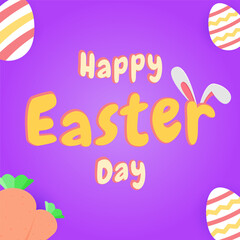 Easter Day Poster and Flyer template with bunny ears, carrot and eggs