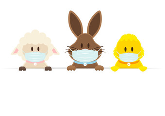 Schaf, Osterhase & Küken Maske Karte