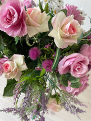 beautiful flowers of different colors roses tulips bouquet