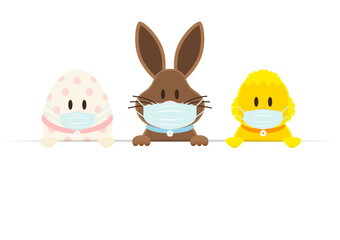 Osterei, Osterhase & Küken Maske Karte