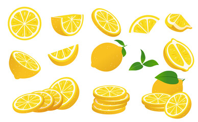 Fresh lemon icon vector illustrations