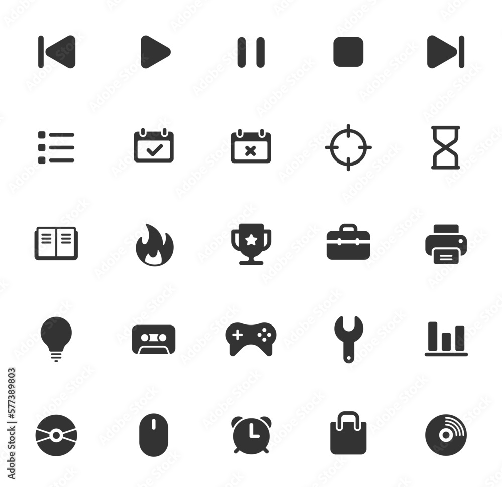 Poster ui web icons isolated on white background. ui glyph icon set for web, mobile apps, ui design and pro