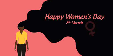 happy womens day 8th march woman with long hair