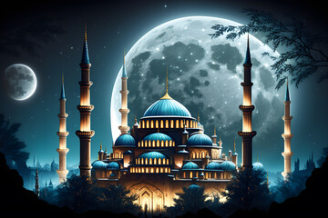 Ramadan Kareem mosque background. Generative AI
