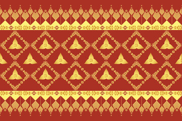 Thai Sarong Lam Duan Flower Floral Ethnic Pattern Textile. Motif vine. Vintage Songket Asian, Thai, Laos, Brunei, Indonesian, Chinese, Indian. Design for textiles, clothing, carpet, fabric, home decor