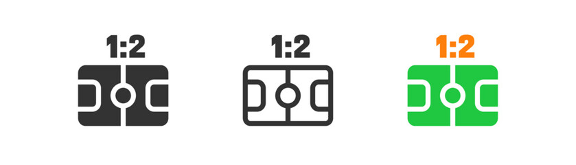 Football field icon on light background. Soccer symbol. Score, football, recreation, sport, ball, hockey, court. Outline, flat and colored style. Flat design. Vector illustration.