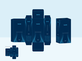 Packaging design, perfume luxury box design template and mockup box. Illustration vector.