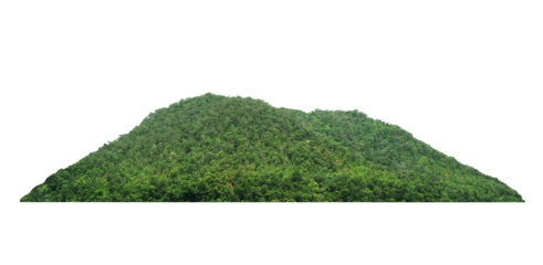 Panorama island, hill, mountain on transparent background. png file. for photo montage. Used for graphics.