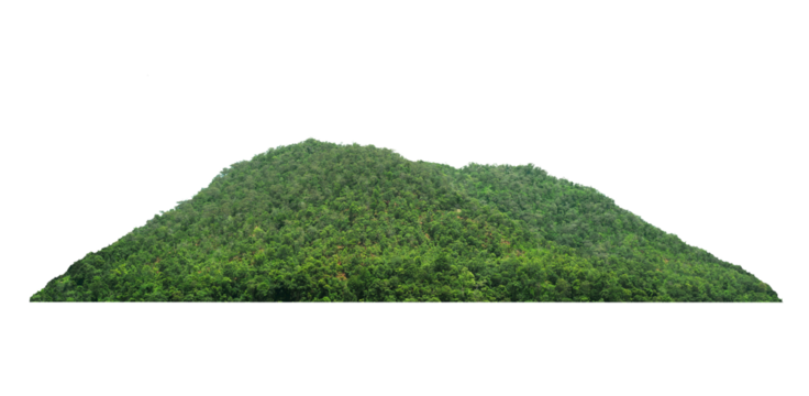 Panorama island, hill, mountain on transparent background. png file. for photo montage. Used for graphics.