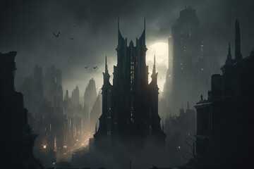 Naklejka premium city castle in the night