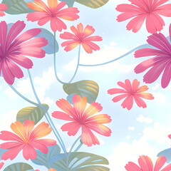 Fototapeta na wymiar Floral Seamless Repeat Pattern Design Flowers for textile design fabric printing Generative AI